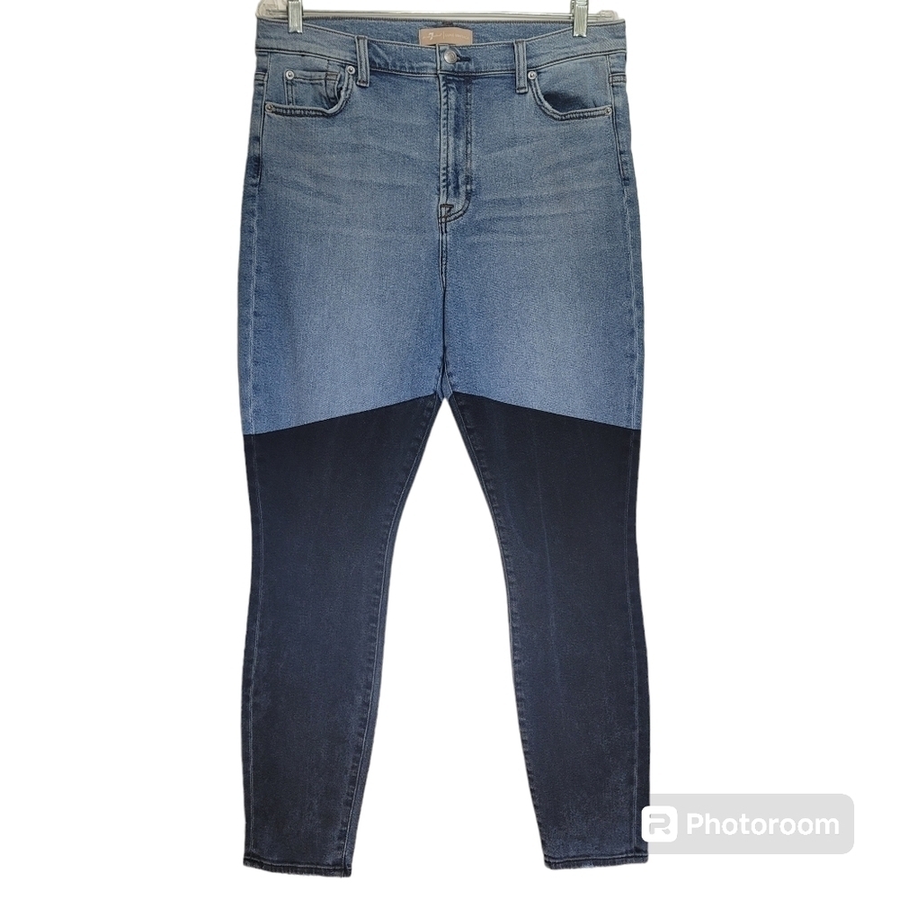 ​7 For All Mankind Luxe Vintage High Waist Skinny Jeans Washed Black Blue 33
